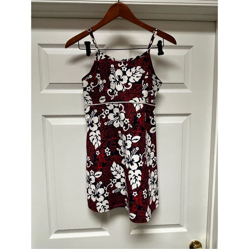 Surf Line Vintage Red & Blue Hawaiian Sun Dress sz S EUC